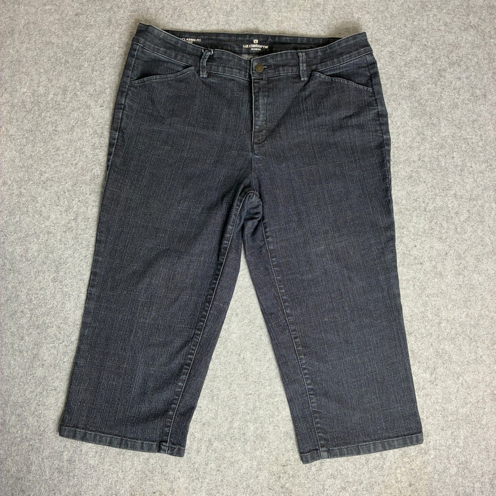 Liz Claiborne Woman 14W 38x20 Classic Fit Crop Capri Jeans Plus Stretch Denim